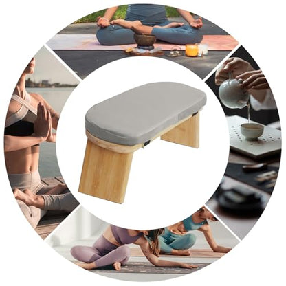 Bamboo Meditation Bench Stool – Foldable Yoga Seat with Cushion & Bag