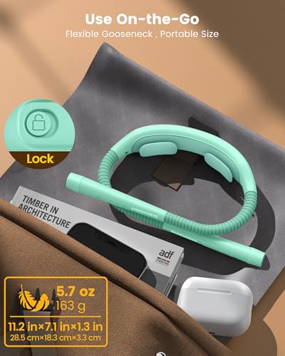 Glocusent Neck Light with Timer, 100 Hours Book Light for Bedtime Reading | Neck Reading Light, 3-Color, 5 Brightness, Bendable, Ergonomic, 1600mAh, Rechargeable, Eye Care, Sleep Aid, Travel Lock, Gift - color: Mint Green