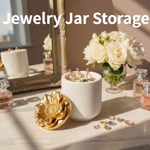Jar Resin Mold with Poppy Flower Lid Jewelry Storage Silicone Mold | Epoxy Jar Molds for Resin Casting, Trinket Pot, Jewelry Storage Box Container, Flowerpot, Candle Holder, Concrete Craft Decor - color: Flower Resin Molds