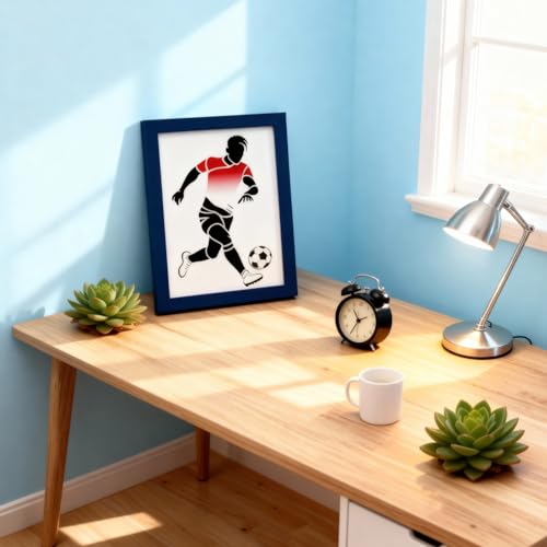 TIAMECH A4 Reusable Football Sports Stencil for Painting | Playing Soccer Layering Template, DIY Wall Art, Wood Furniture, Scrapbook & Crafts (8.3x11.7inch) - style: Football Sports