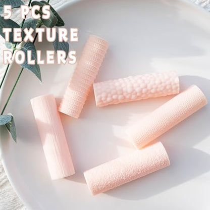 TAINSKY 5 pcs Polymer Clay Texture Roller, Pottery Stamps for Polymer Clay Earrings Jewelry, Embossing Pottery Texture Rollers for Jewelry Making（Textures） - color: Style A Set