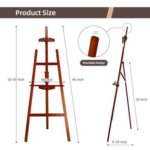Adjustable Walnut Pine Wooden Painting Easel, Art Easel Stand | A-Frame Easel Hold up to 43'' Painting Canvas for Wedding Sign and Poster, Drawing for Adults, Begginners and Students - color: Walnut