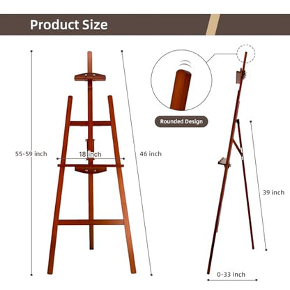 Adjustable Walnut Pine Wooden Painting Easel, Art Easel Stand | A-Frame Easel Hold up to 43'' Painting Canvas for Wedding Sign and Poster, Drawing for Adults, Begginners and Students - color: Walnut