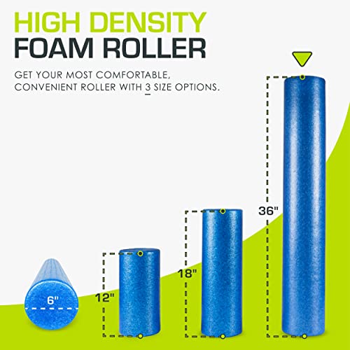 ProsourceFit High Density Foam Rollers 36 - inches long,Firm Full Body Athletic Massage Tool for Back Stretching, Yoga, Pilates, Post Workout Muscle Recuperation, Blue - color: Blue, size: 36"H x 6"D