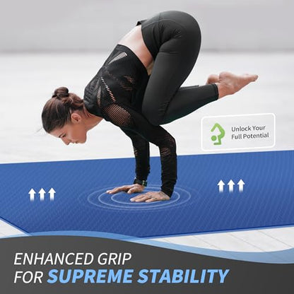 CAMBIVO 72''x48'' Large Yoga Mat, Extra Thick TPE Workout Mat - color: BLUE, size: 8mm