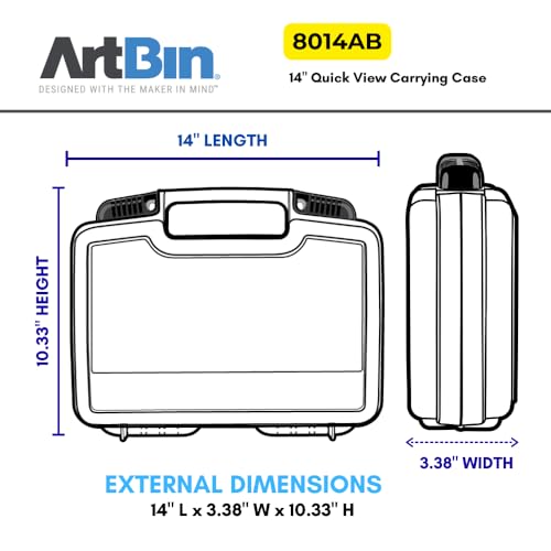 ArtBin 8014AB 14 inch Quick View Carrying Case, Portable Art & Craft Organizer with Handle, [1] Plastic Storage Case, Translucent - size: 14 inch - Standard