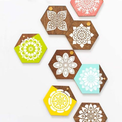 9 PCS Mandala Painting Reusable Stencils Set (6 x 6 inch) Laser Cut Drawing Template for DIY Stones Floor Wall Fabric Wood Art&Craft Supplies - color: 9 PCS