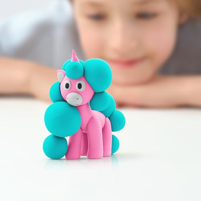 Hey Clay - Modelling Air-Dry Clay with Fun Interactive App - Lighty, Series Rainbow Unicorns, 3 cans - color: Lighty