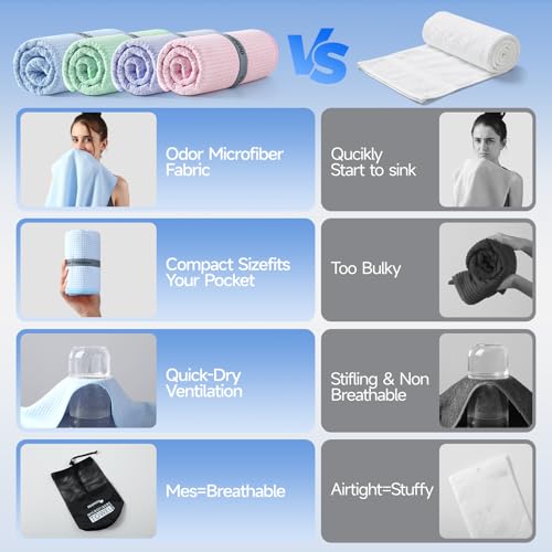 REDKISS 4 Pack Microfiber Workout Towels, Quick-Dry Gym Towels for Men, Yoga & Running, Soft Breathable, 39" x 16" - color: Pink/Light Blue