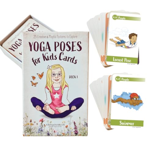 Yoga Poses for Kids Cards (Deck 1), Yoga Cards for Kids PE Exercise Equipment, Brain & Movement Breaks, Play Somatic Therapy, Autism Therapy, Meditation Pose, Breathing Exercises, or ADHD Tools