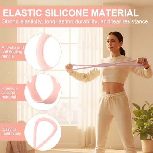 2Pack Figure 8 Resistance Bands for Women, 8 Shaped Rubber Exercise Band for Arms, Back, Shoulder Stretch with Handles, 15 Lbs Fitness Band for Home Yoga Gym Workout