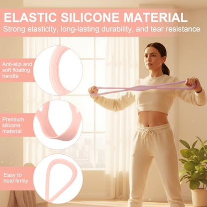 2Pack Figure 8 Resistance Bands for Women, 8 Shaped Rubber Exercise Band for Arms, Back, Shoulder Stretch with Handles, 15 Lbs Fitness Band for Home Yoga Gym Workout
