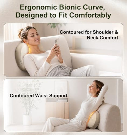 LOFTILLA Smart Lower Back Massager, Dual-Sided Heat & App Control | 3-in-1 Shiatsu Neck & Shoulder Massager for Pain Relief, Muscle Relaxation, Lumbar Support Pillow, Versatile Multi-Area Use