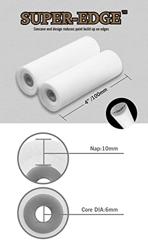 ROLLINGDOG 4 Inch Paint Roller Covers Mini Foam Roller Paint 4PCS | Concave Design High Density Foam Roller Refills for Smooth Even Painting - color: 4pc 4" Concave Roller