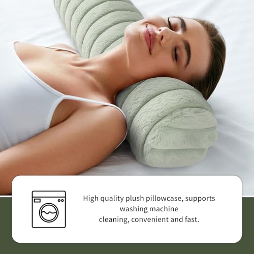 Round Cervical Roll Cylinder Bolster Pillow, Cervical Neck Roll Sponge Pillow, Faux Fur Cylinder Pillows, Neck Pillow for Sleeping for Head, Neck, Back, and Legs (Purple) - color: Purple