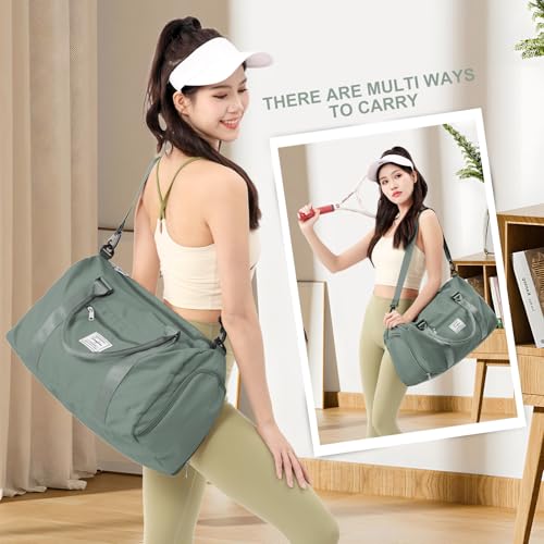 Gym Bagsfor Women Men with Shoes Compartment Sports Duffle Bag Personal item travel Duffel Bags Tote Bags Small Carry on Weekender Overnight Bags Workout Dance Bag Hospital Holdalls Dark Green - color: A12-Olive Green