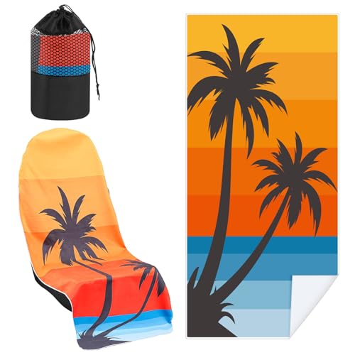 Hahafelt 2 Pack Car Seat Towel Cover with Storage Bag, Beach Palm Trees | 63 x 32 in Car Towel Seat Cover Non Slip Waterproof, Gym Workout Swimming Running, Machine Washable Sweat Absorbent Protector - style: Beach Palm Trees