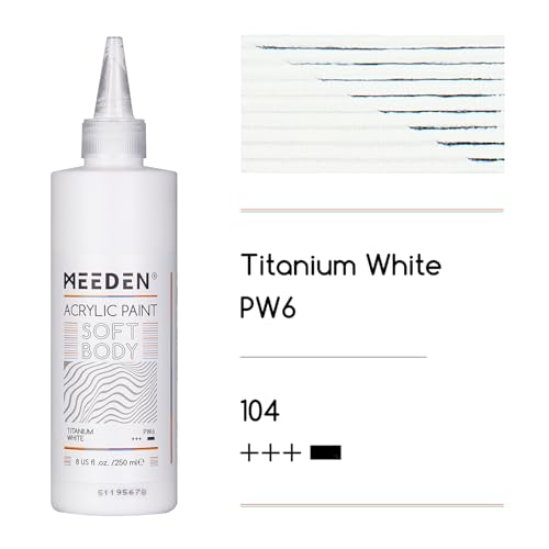 MEEDEN Titanium White Acrylic Paint: Matte Finish 250ml/8.45oz Soft Body | Bulk Acrylic Colors in Squeeze Bottle - Fluid Flow Art Paints for Adults Artists Canvas Art Painting - color: Titanium White
