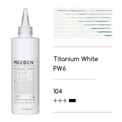 MEEDEN Titanium White Acrylic Paint: Matte Finish 250ml/8.45oz Soft Body | Bulk Acrylic Colors in Squeeze Bottle - Fluid Flow Art Paints for Adults Artists Canvas Art Painting - color: Titanium White