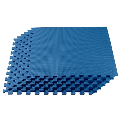 We Sell Mats 1/2 Inch Thickness Multipurpose EVA Foam Floor Tiles, Interlocking Floor Mat for Indoor Gym and Home Use, 24 in x 24 in, Blue - color: Blue, style: 48 Square Feet (12 Tiles)