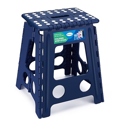 Dyforce Folding Step Stool 16 Inch,400lbs Foldable Step Stool for Adults | Step Stool Foldable Blue,Non-Slip Plastic Stepping Stool with Carry Handle,Lightweight for Bathroom Kitchen Bedroom Garden - color: Royal Blue, size: 16inch