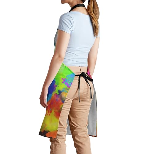 Artist Painting Apron with 2 Pockets Painters Art Aprons Gifts for Women Men - color: Color Pigment Splash Art