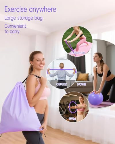 KABCON Pilates Kit for Home, Women Beginners Workout Essentials Set - size: Purple 14PCS
