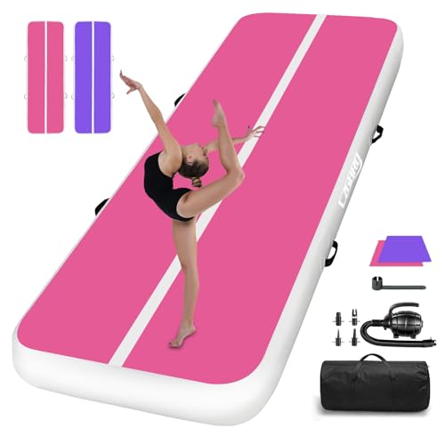 Air Mat Tumble Track, Gymnastics Mats Tumbling Track with Electric Air Pump for Home Use Cheerleading Training Kids Gym Yoga - color: Pink/Purple, size: 10ftx3.3ftx4inch