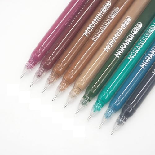 Gel Pens with 0.6mm Fine Point, 9 Colors Acrylic Drawing Gel Pen | Smooth Writing Pen Set for Journaling, Morandi-Nordic Series, Drawing Pencils for Adult Coloring Books - color: Morandi-Nordic