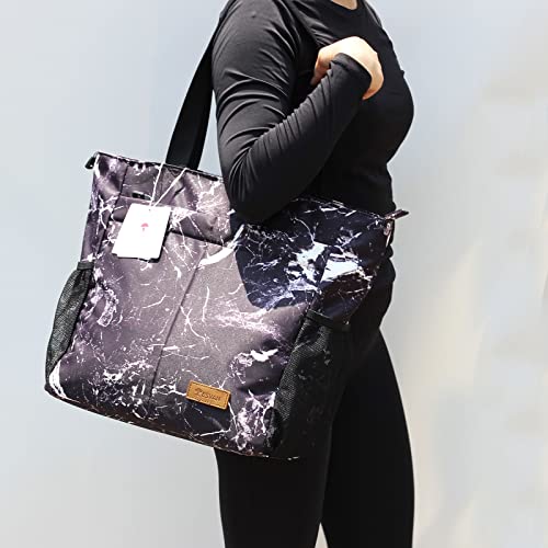 ESVAN Original Floral Tote Bag Large Shoulder Bag with Multi Pockets for Gym Travel Beach Daily Bags - color: C