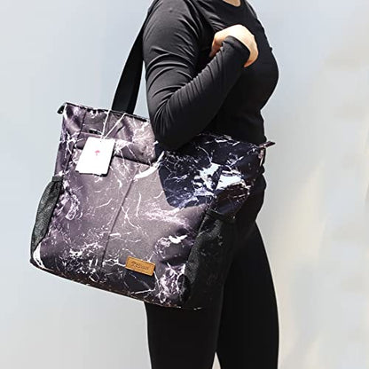ESVAN Original Floral Tote Bag Large Shoulder Bag with Multi Pockets for Gym Travel Beach Daily Bags - color: C