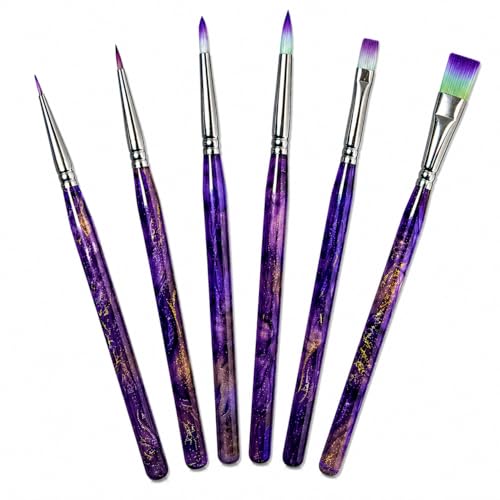 6Pcs Paint by Numbers Kit for Adults Acrylic Paint Brushes Set,Professional Fine Round & Flat Tip Detail Paintbrushes for Watercolor Gouache Oil Face Painting,Miniature,Model,Figurine,Craft