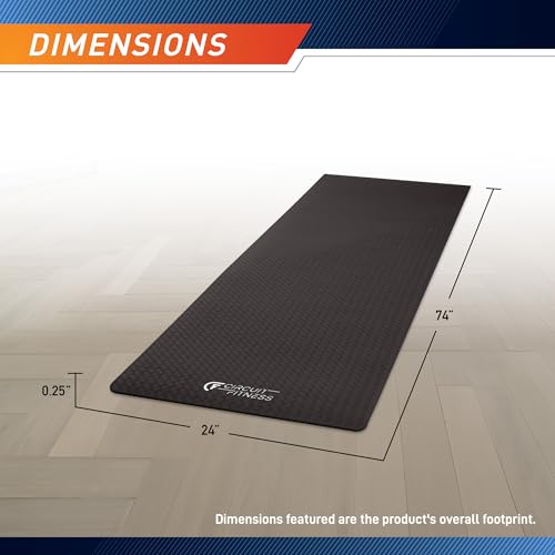 Circuit Fitness by Marcy Non-Slip Multi-Purpose Exercise Yoga Mats with Carrying Strap Multi-Thickness, Multi-Color Options - color: Midnight Black, size: 1/4-inch