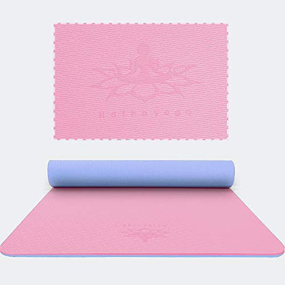 Hatha Yoga Extra Thick TPE Yoga Mat - 72"x 32" Thickness 1/2 Inch -Eco Friendly- With High Density Anti-Tear Exercise Mats For Home Gym Travel & Floor Outside - color: Pink/Blue