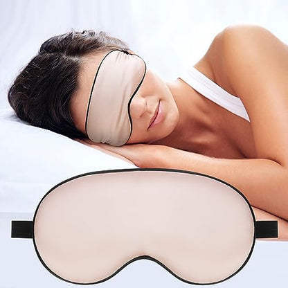 Silk Sleep Mask, Blackout Eye Mask for Sleeping with Adjustable Strap - color: Pink