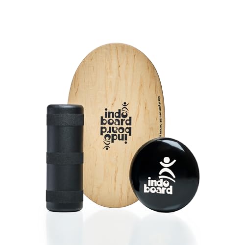 The Original Indo Board Training Package - Balance Board Trainer for Core Strength, Stability & Athletic Performance - Surfing, Skateboarding, Snowboarding, Yoga, Physical Therapy & More. Includes Board, Cushion and Roller. - color: Natural