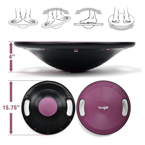 Yes4All Wobble Balance Board, Plastic Stability Trainer with Handles for Standing Desk, Core Training & Home Gym Workout - color: F. Sugar Plum