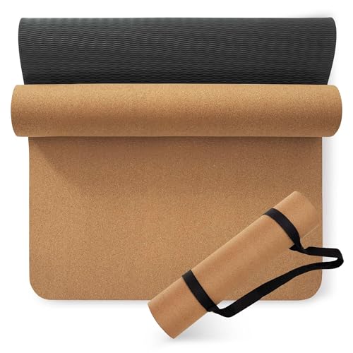 Umineux Cork Yoga Mat 1/4 & 2/5 Inch Thick 72 x 26 in - color: Brown, size: 10MM