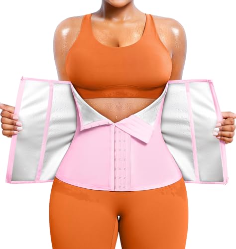 TrainingGirl Waist Trainer for Women Working Out Trimmer Sweat Belly Band - color: Pink-silver Inner, size: X-Large