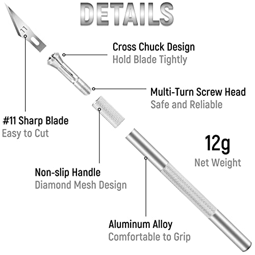 20 Pack Exacto Knife Set, Hobby Knife, SK-5 High Carbon Steel Craft Knife for Pumpkin Carving, DIY, Art, Cutting, Stencil - color: Silver, size: 20 Pack