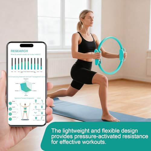 Pilates Ring 15 Inch Magic Circle Ring, Dual Padded Handles Pilates Rings Circle, Adjustable Yoga Ring - color: Green