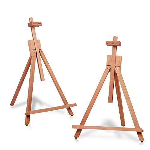2 Pack Beechwood 25’’ Tabletop Easel Display Stand Set for Painting | Holding Canvas Up to 22 1/2 Inches High, Artist A-Frame Tripod with Rubber Feet, Portable Photo and Sign Holder - size: 2 Pack