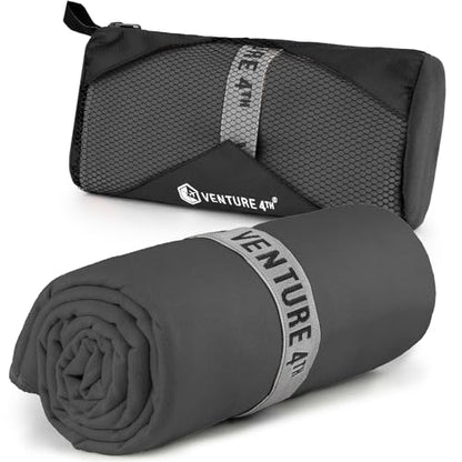 VENTURE 4TH Quick Dry Microfiber Towel for Camping & Gym - Charcoal XL - color: Charcoal, size: 72.00" x 31.50"