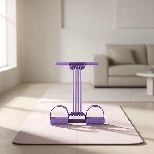 Pedal Resistance Band with Handle, 2026 New Upgraded 8-Tube 3-in-1 Multi-Function Foot Pedal Puller for Back Stretch & Chest Expand, Portable Latex Fitness with 4 Extra Replacement Tubes - color: Purple