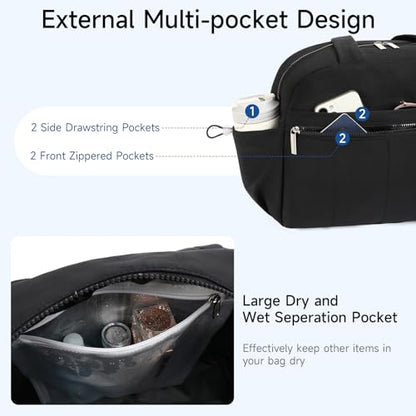 Handbag for Women Yoga Bag Large Capacity Yoga Pad Buckle with Shoe Compartment Water Bottle Sports Gym Bag Travel - color: D02-3 Black