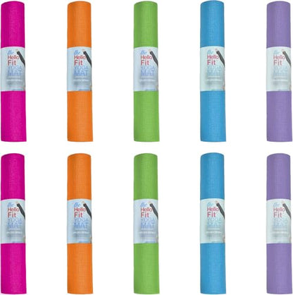 Bulk Yoga Mats, 10 Pack, 4mm Thick, 68x24in - color: Colorful