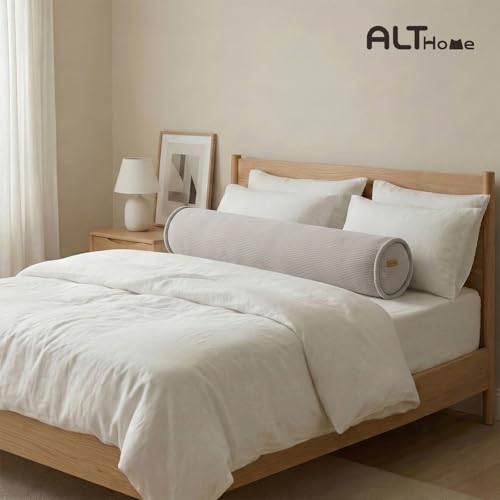 Long Bolster Pillow for Bed – Soft Corduroy Body Pillow for Adults, Ergonomic Full-Length Support for Better Sleep,47 x 7.87 Inches,Beige Gray - color: Beige Gray, size: 47"x7.87"