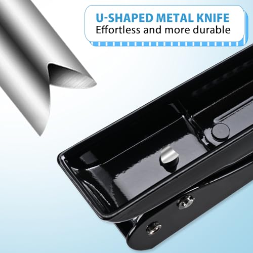Single Hole Punch, 30 Sheet Capacity, with 10 Pcs Loose Leaf Binder Rings, Heavy Duty Paper Hole Puncher, 1/4" Hole Punches, 60% Labor Savings for for ID Cards, Chipboard Art Projects, Black - color: Black Binder