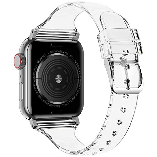 baozai Compatible with Apple Watch Band for Women, Slim Shiny Clear Glitter Soft Wristband for Apple iWatch Series 1-11, SE, 46mm 45mm 44mm 42mm, Clear - color: Clear, size: 46mm/45mm/44mm/42mm(Series 3)