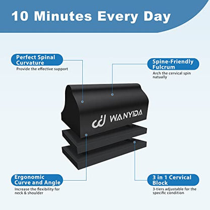 WANYIDA Neck Stretcher Chiropractic Pillows for Neck Pain Relief, Cervical Traction Device for Cervical Spine Alignment, Neck and Shoulder Relaxer, Cervical Orthotic Traction Block